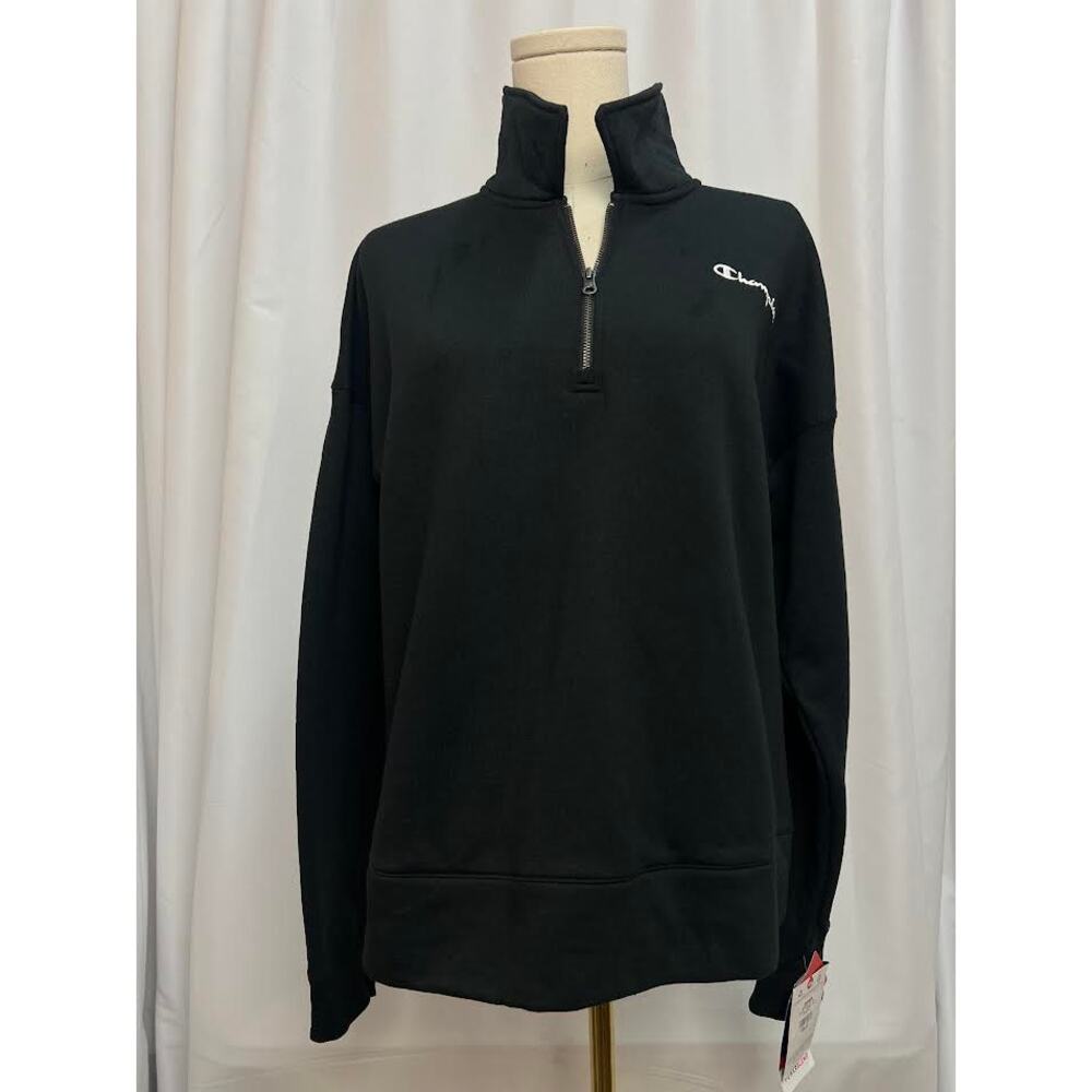 NWT! Champion Women's Powerblend Quarter Zip Pullover, Black M